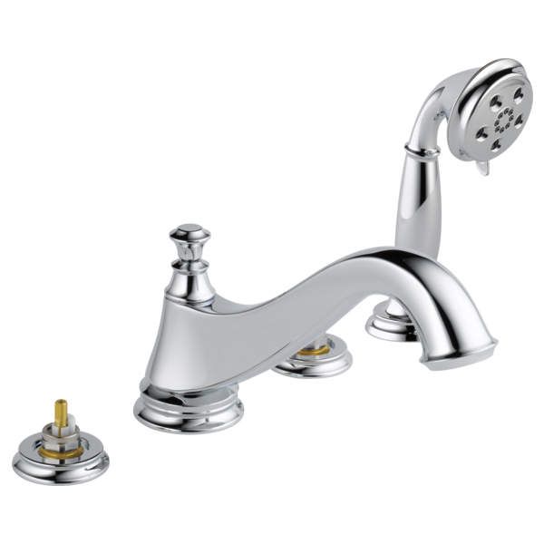 Delta T4795-LHP Cassidy Roman Tub Trim Only With Hand Shower Low Arc Spout in Chrome (Rough and Handles Sold Separately)
