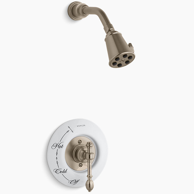 Kohler T6809-4D-BV IV Georges Brass Rite-Temp pressure-balancing shower faucet trim with lever handle, valve not included in vibrant brushed bronze