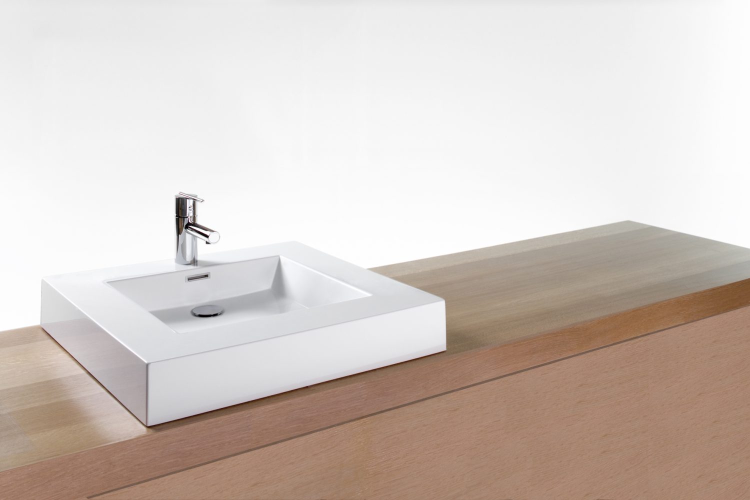 Wetstyle VC24-O-1-PC-MA Cube Collection 22" W X 24" L X 4" H, Lavatory Sink, One Hole with Polished Chrome Overflow in White Matte