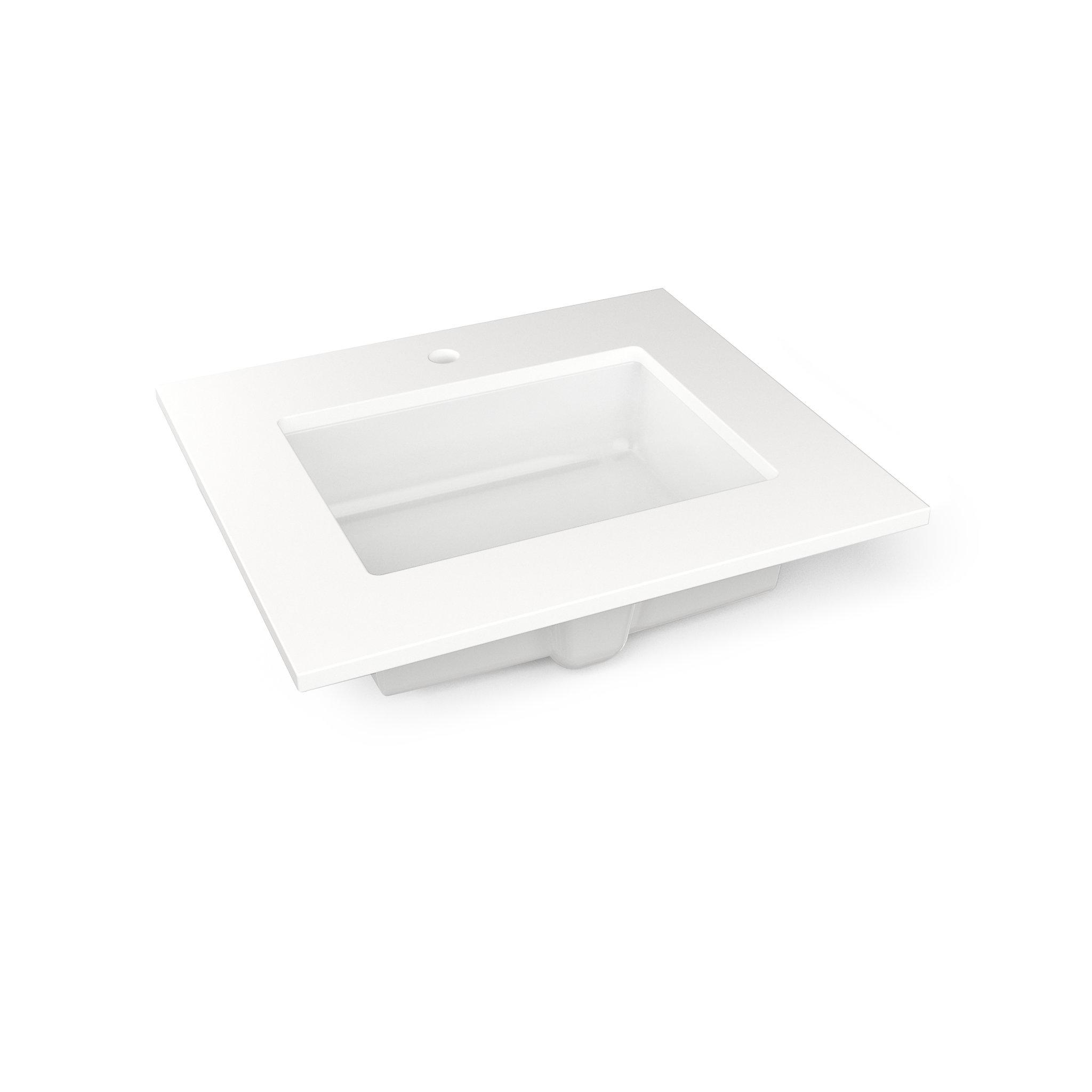 Robern TF25UCO93-1 Engineered Stone Vanity Top, 25" H X 22" W X 3/4" D, Center Undercounter Sink, White Zeus EXtreme, Single Hole