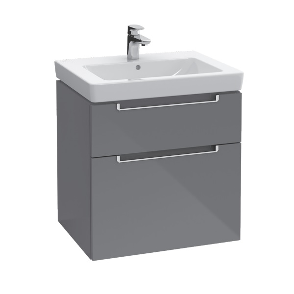 23" Wall Mounted Vanity Base 23" L X 23" W X 18" H in Glossy Grey by Villeroy and Boch A909U1FP (Vanity Sink Top Sold Separately)