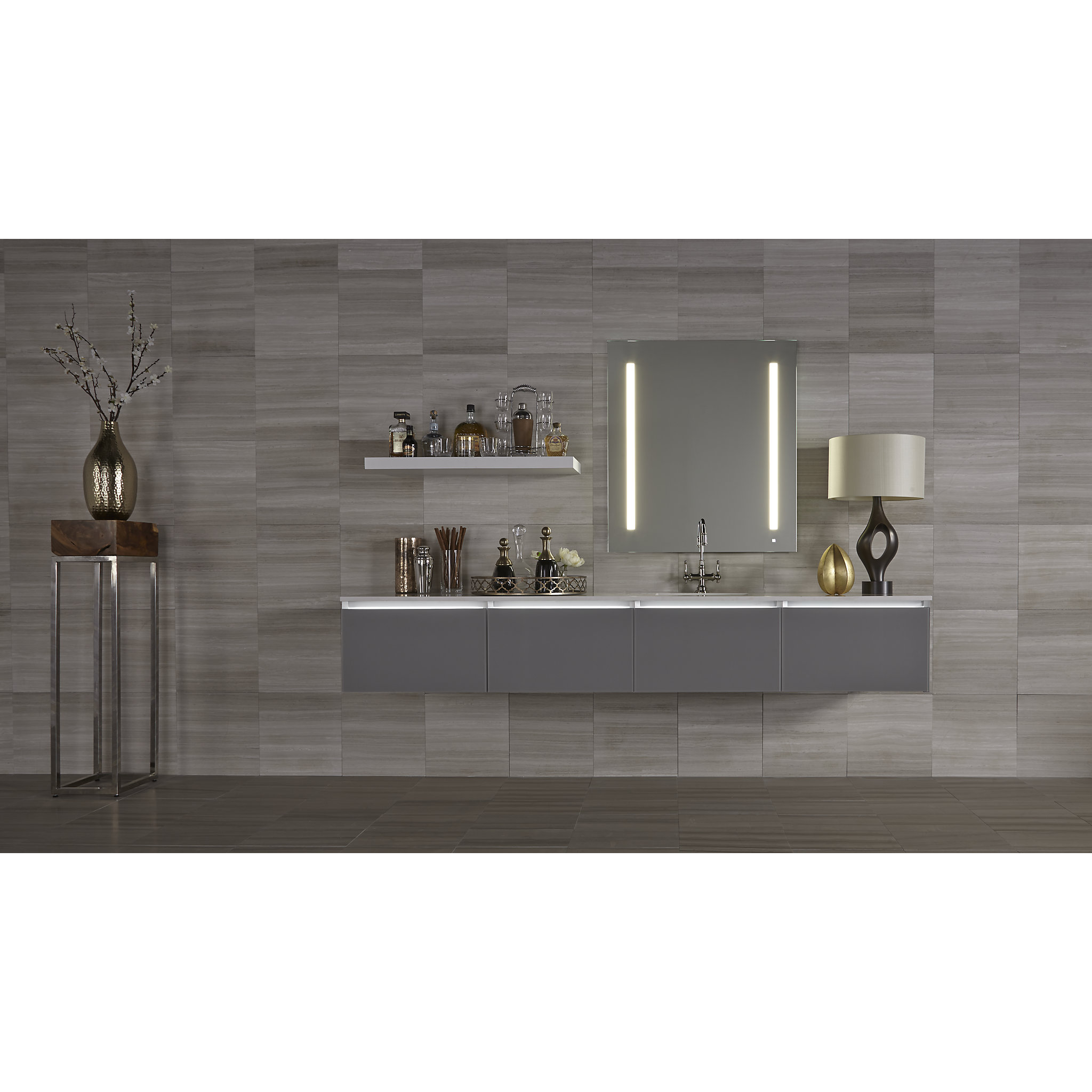 Robern AM3040RFP AiO Lighted Mirror, 30" W X 40" H X 1-1/2" D, LUM Lighting, 4000K Temperature (Cool Light), Dimmable, USB Charging Ports