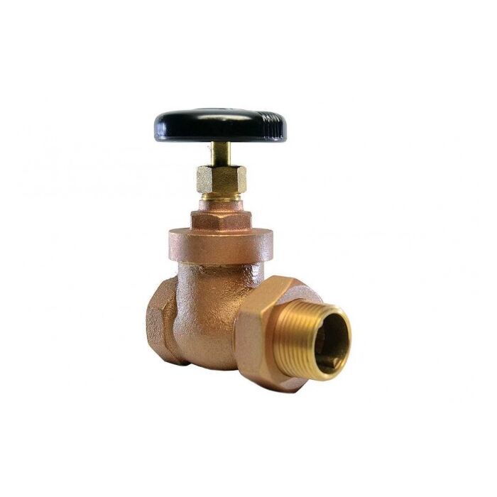 Brass Radiator Gate Valve, Steam, 200 WOG / 125 WSP, 1 1/4" NPT Female x Male