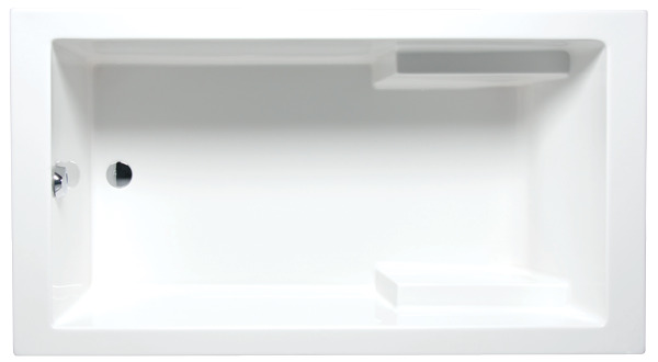 Americh NA6632BA2-WH Nadia 66 Inch x 32 Inch Rectangular End Drain Builder Series and Airbath II Combo Bathtub with Integral Arm Rests, White