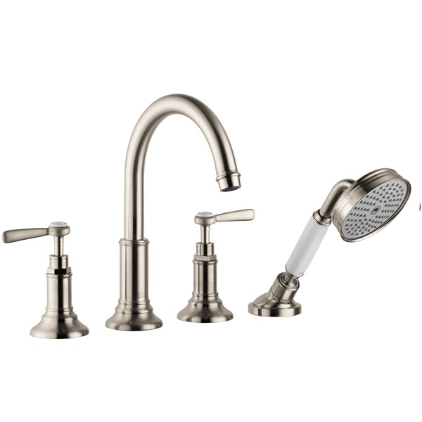 Axor 16555821 Montreux 4-Hole Roman Tub Set Trim with Lever Handles with 1.8 GPM Handshower in Brushed Nickel