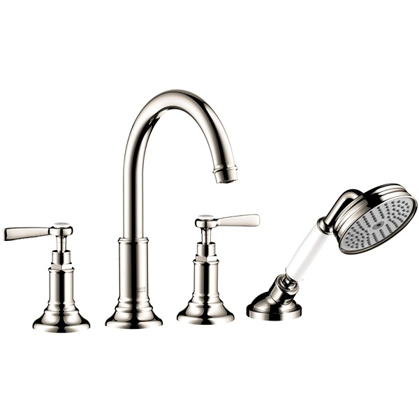 Axor 16555831 Montreux 4-Hole Roman Tub Set Trim with Lever Handles with 1.8 GPM Handshower in Polished Nickel