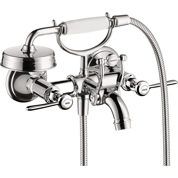 Axor 16556001 Montreux Wall-Mounted Tub Filler with Lever Handles with 1.8 GPM Handshower in Chrome