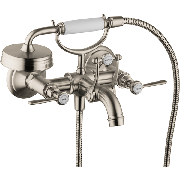 Axor 16556821 Montreux Wall-Mounted Tub Filler with Lever Handles with 1.8 GPM Handshower in Brushed Nickel