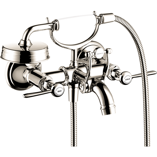 Axor 16556831 Montreux Wall-Mounted Tub Filler with Lever Handles with 1.8 GPM Handshower in Polished Nickel