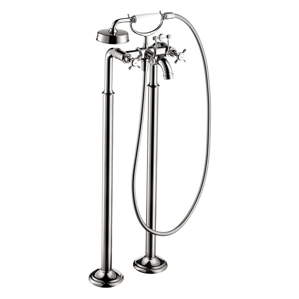 Axor 16562001 Montreux Freestanding 2-Handle Tub Filler Trim with Cross Handles with 1.8 GPM Handshower in Chrome