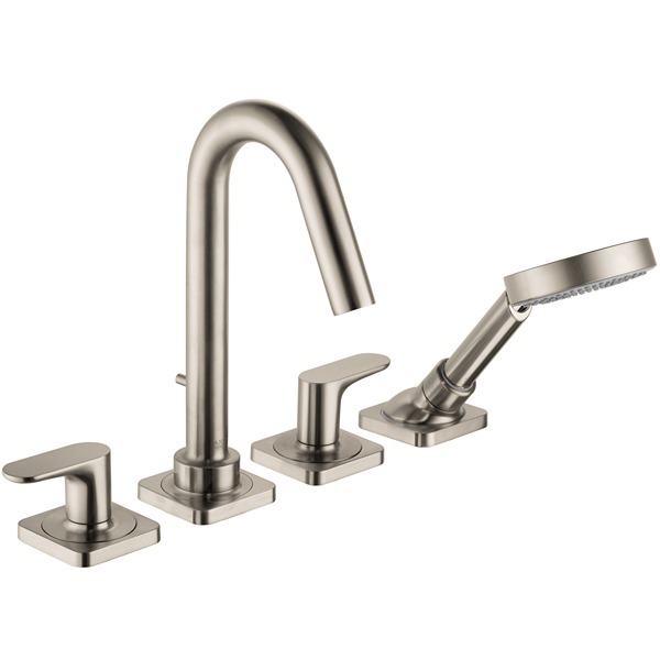 Axor 34448821 Citterio M 4-Hole Roman Tub Set Trim with 1.75 GPM Handshower in Brushed Nickel