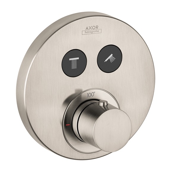 Axor 36723821 ShowerSelect Round Thermostatic 2-Function Trim in Brushed Nickel