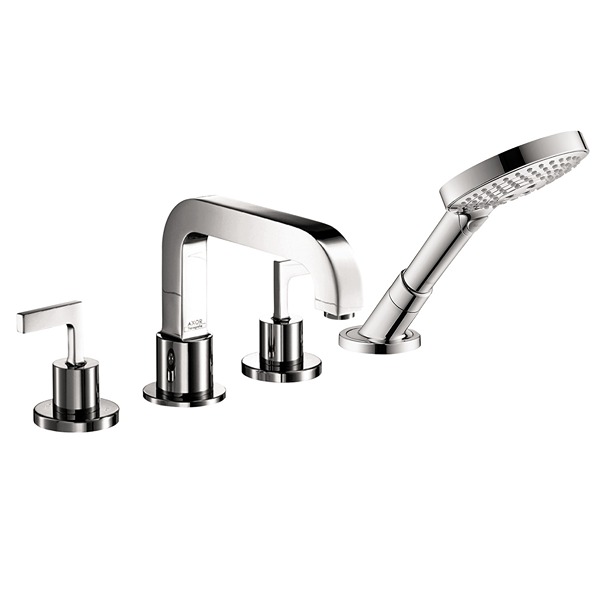 Axor 39462001 Citterio 4-Hole Roman Tub Set Trim with Lever Handles with 1.75 GPM Handshower in Chrome