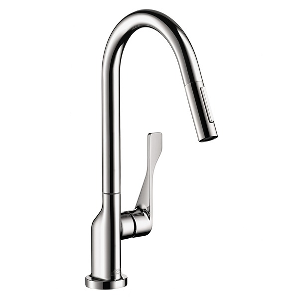 Axor 39835001 Citterio 1.75 GPM, Single Handle Deck Mounted HighArc Pull-Down Kitchen Faucet with 2-Spray in Polished Chrome