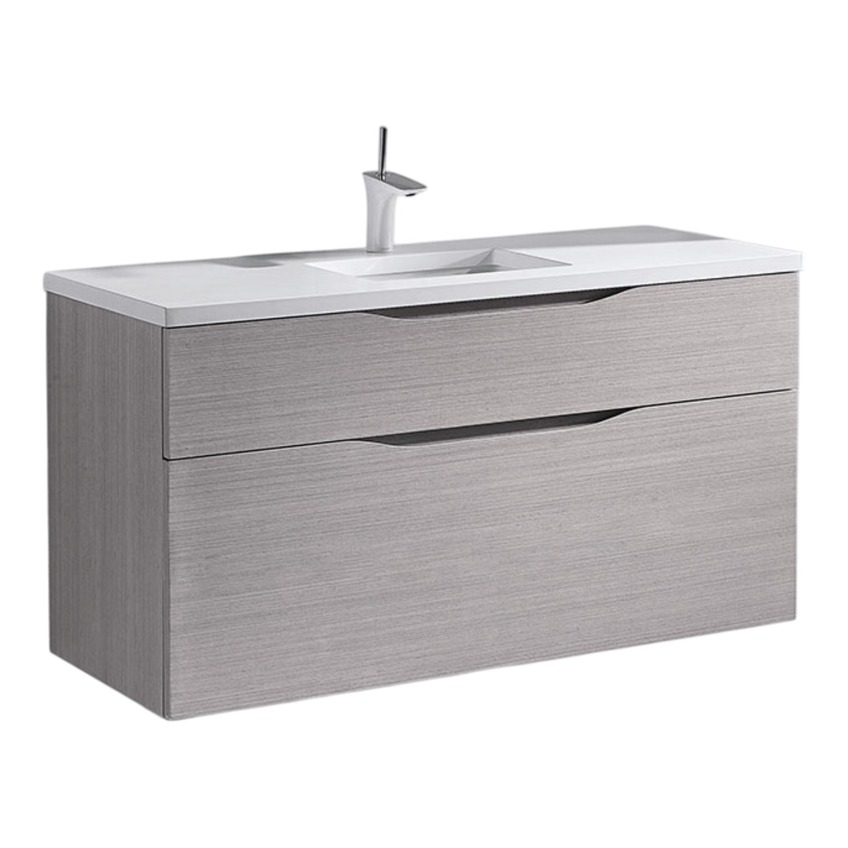 Madeli B100-48C-022-AG Bolano 48" W X 18" D X 25" H Wall Mounted Single Bowl Vanity Base with Two Drawers in Ash Grey (Vanity Top Sold Separately)