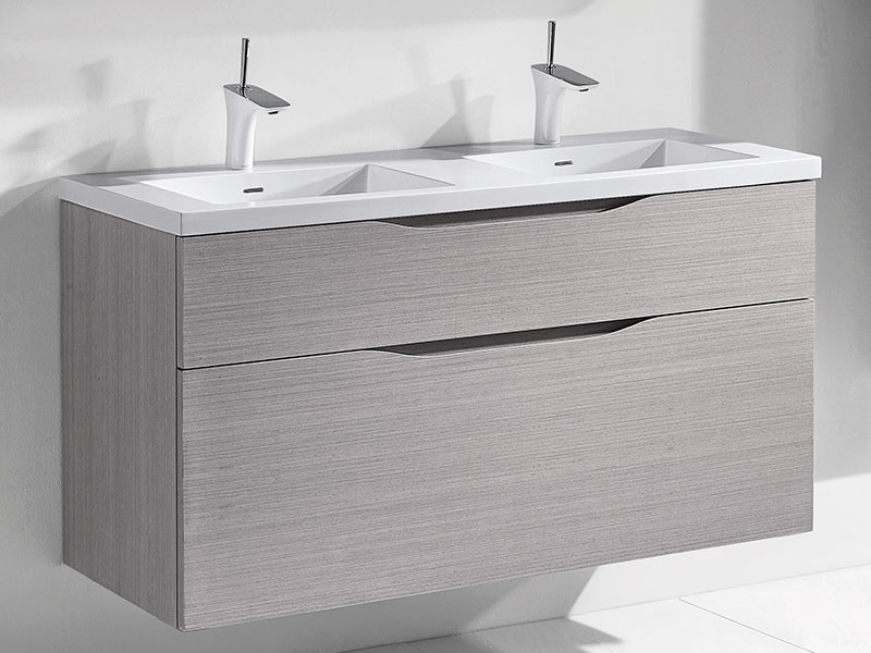 Madeli B100-48D-022-AG Bolano 48" Width Double Bowl Vanity Cabinet Base in Ash Grey