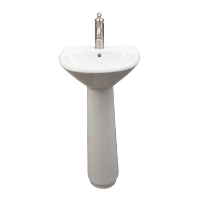 Barclay B/3-3031WH 16-1/2" W X 14-7/8" D X 33-3/4" H Vitreous China Wall Mount/Pedestal Bathroom Sink Only with Overflow in White (Faucet Sold Separately)