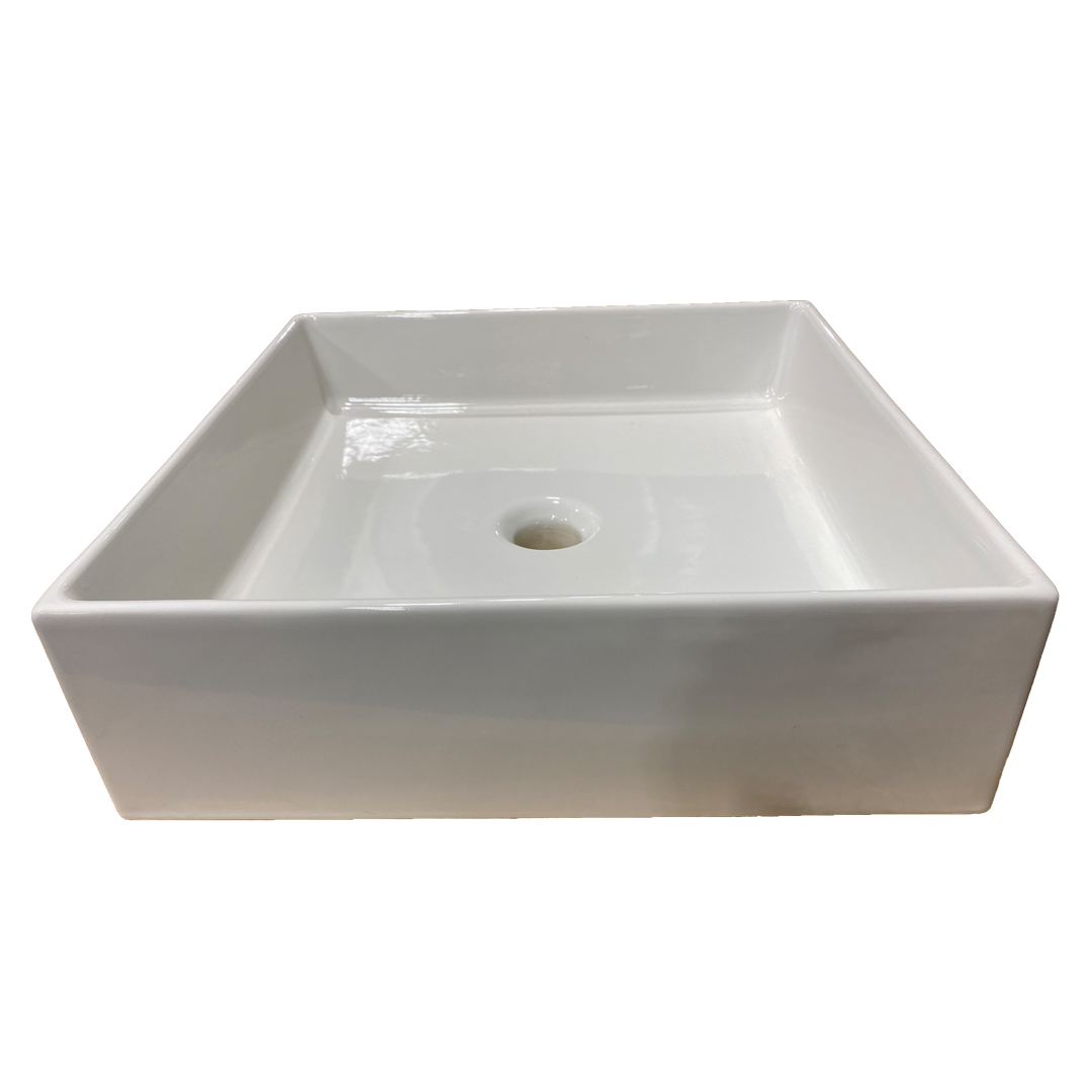Scarabeo 8031W Teorema 18" L X 18" W X 5-3/4" H Rectangular Vessel / Above Counter Ceramic Bathroom Sink without Overflow in White