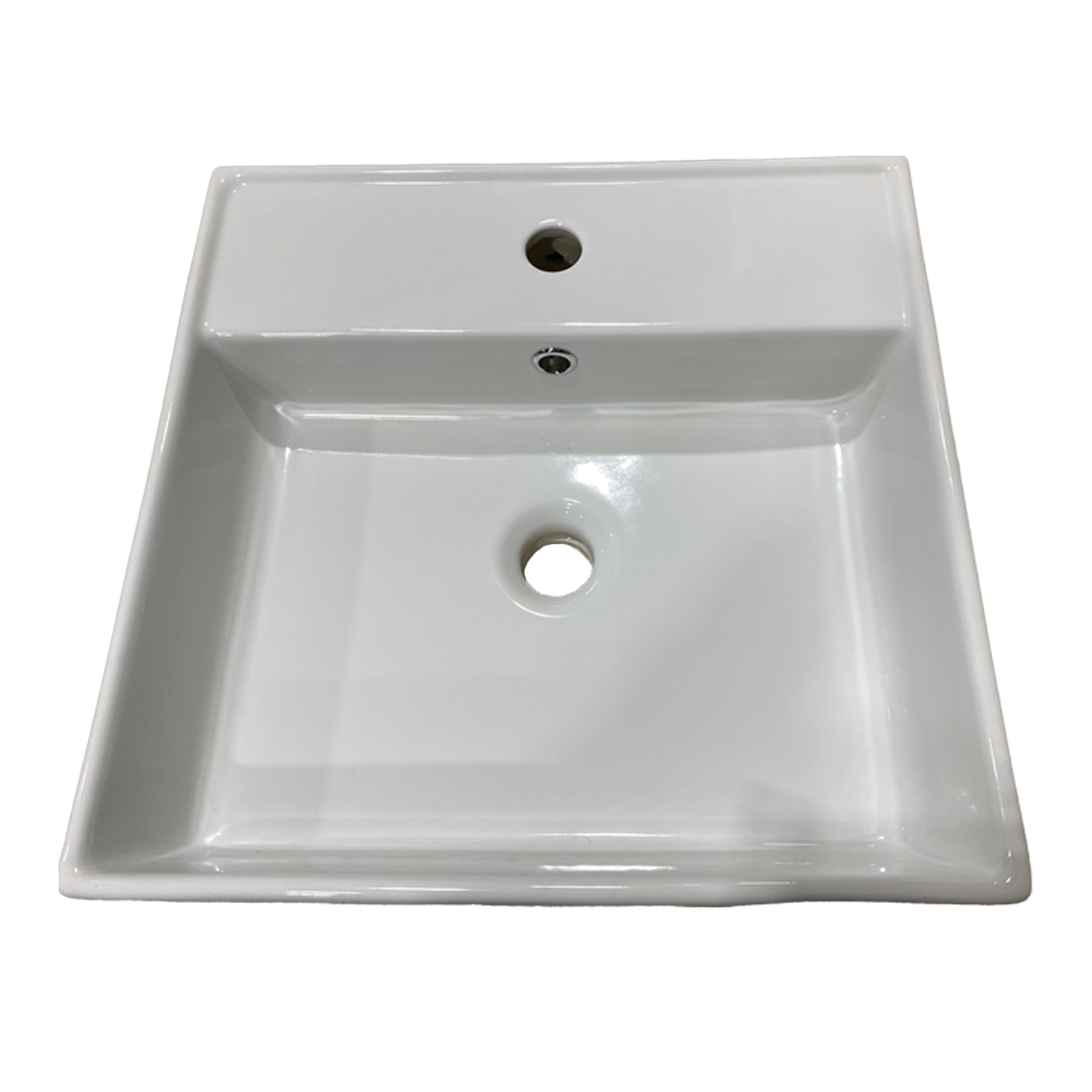 Scarabeo 8031/R 18" L X 18" W X 5-1/2" H Ceramic Above Counter or Wall Mounted Square Lavatory Sink with Overflow in White