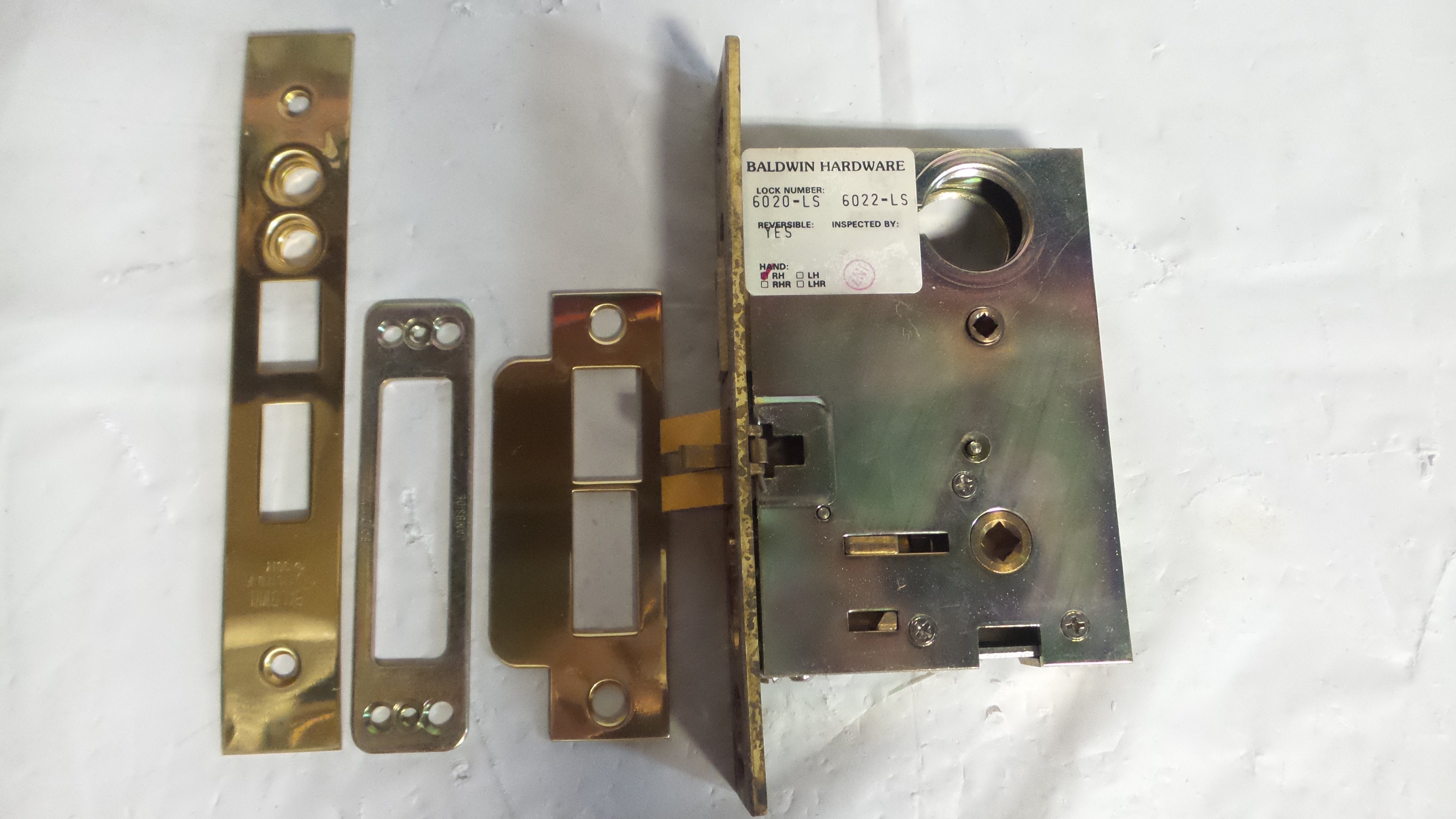 Baldwin 6020/030LSRH 6020-030-RH-LS Right Handed Entrance and Storeroom Mortise Lock with 2-3/4" Backset, Polished Brass Finish