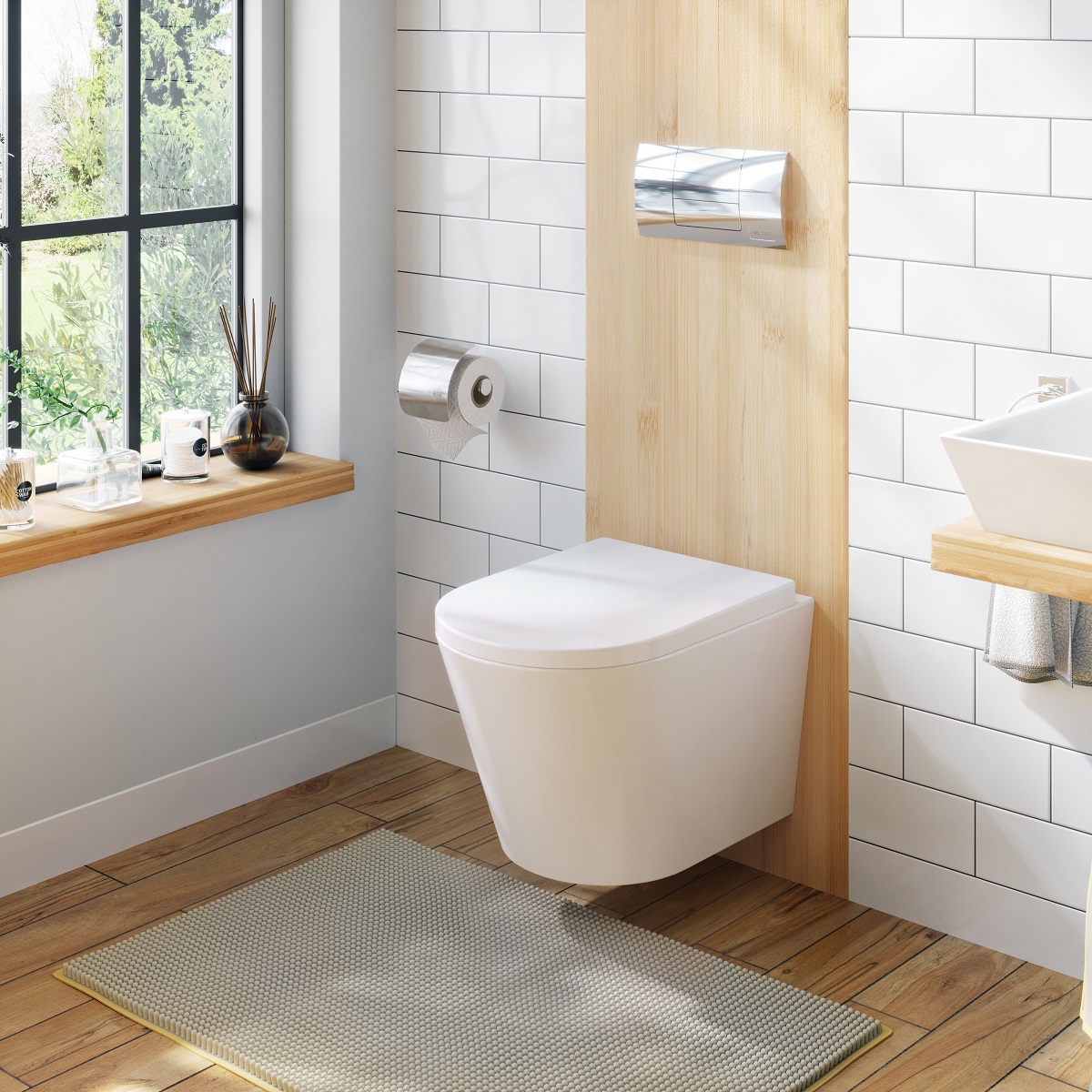 Icera C-5530.01 VISTA 1.28 GPF Wallhung Dual Flush European Elongated Toilet Bowl in White