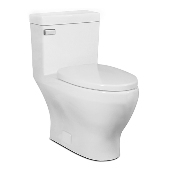 Icera C-6270.01 CADENCE 1.28 GPF 12" Rough-in Elongated One Piece Toilet with Seat and Cover in Gloss White and Trip Lever in Polished Chrome
