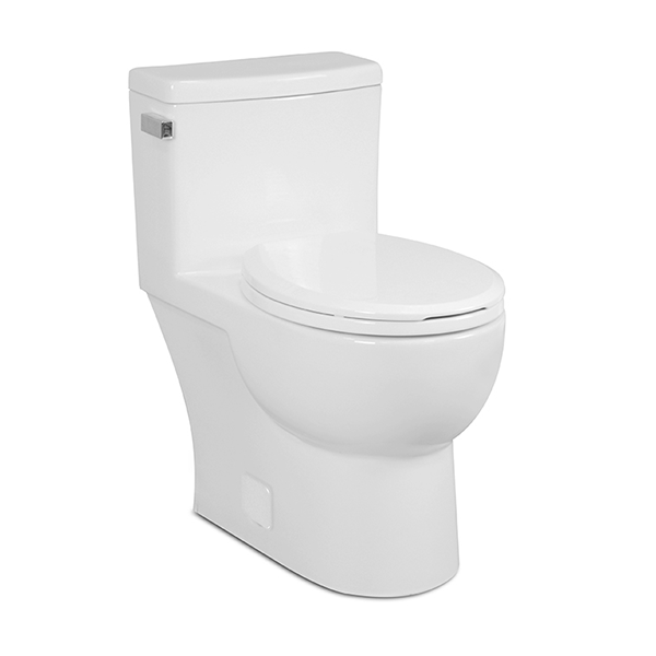 Icera C-6360.01 MALIBU II 1.28 GPF Round Front One PieceToilet with Seat and Cover in Gloss White and Trip Lever in Polished Chrome