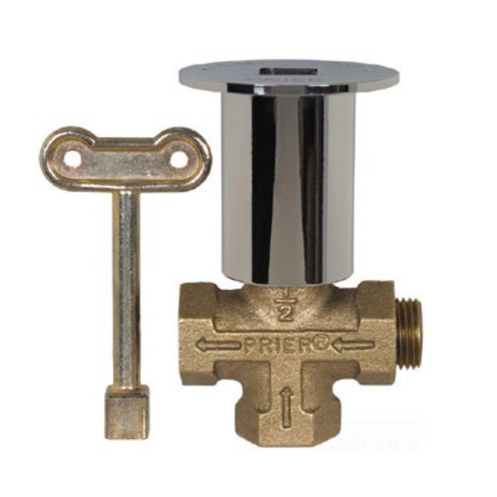 Prier C-64CP  Log Lighter Valve 1/2" FPT Chrome Plated Escutcheon