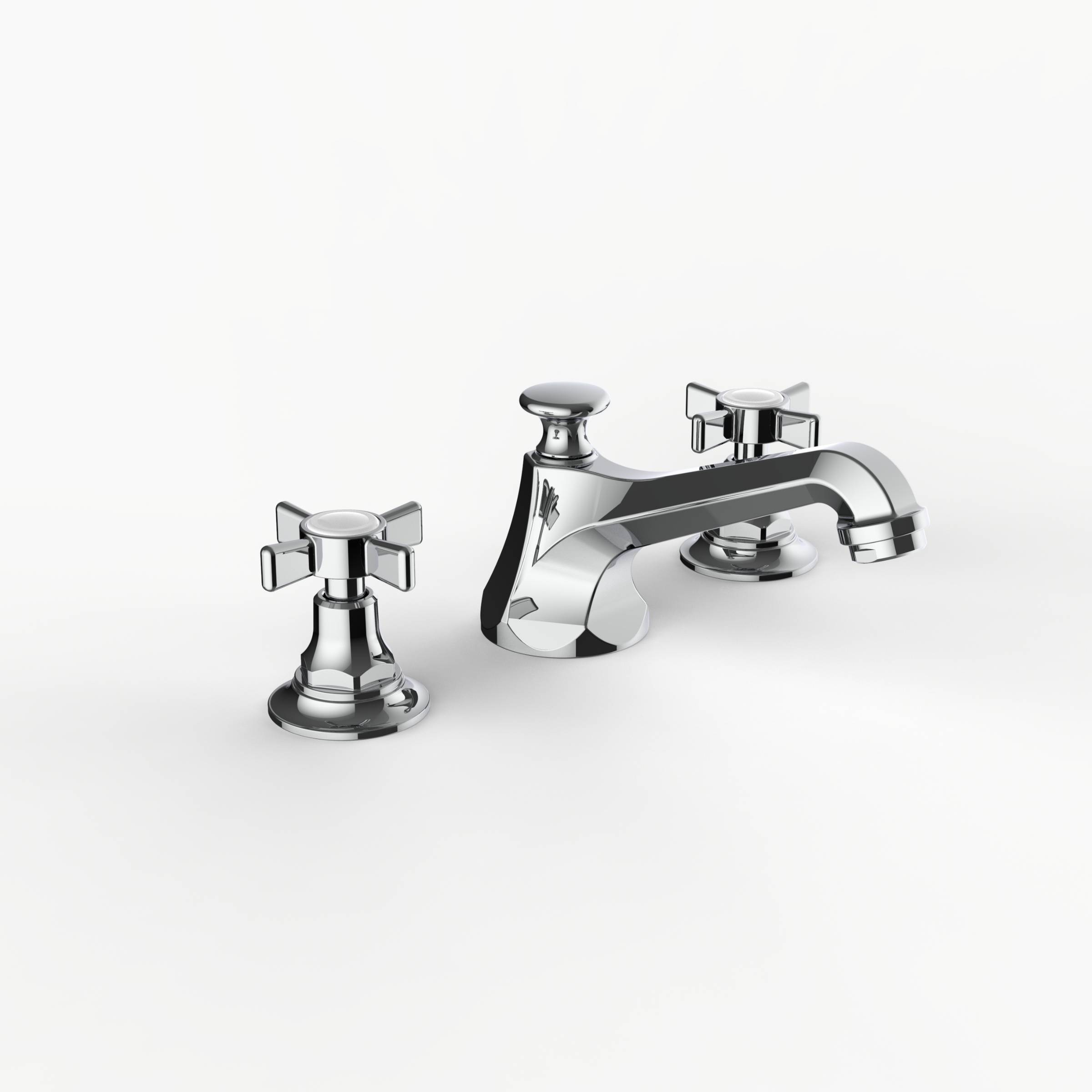 Davinci CAR-DEL-100-PC Carlyle Deck Mounted, Three Hole Lavatory Faucet with Low Profile Traditional Spout with Cross Handles with Pop Up Drain in Polished Chrome