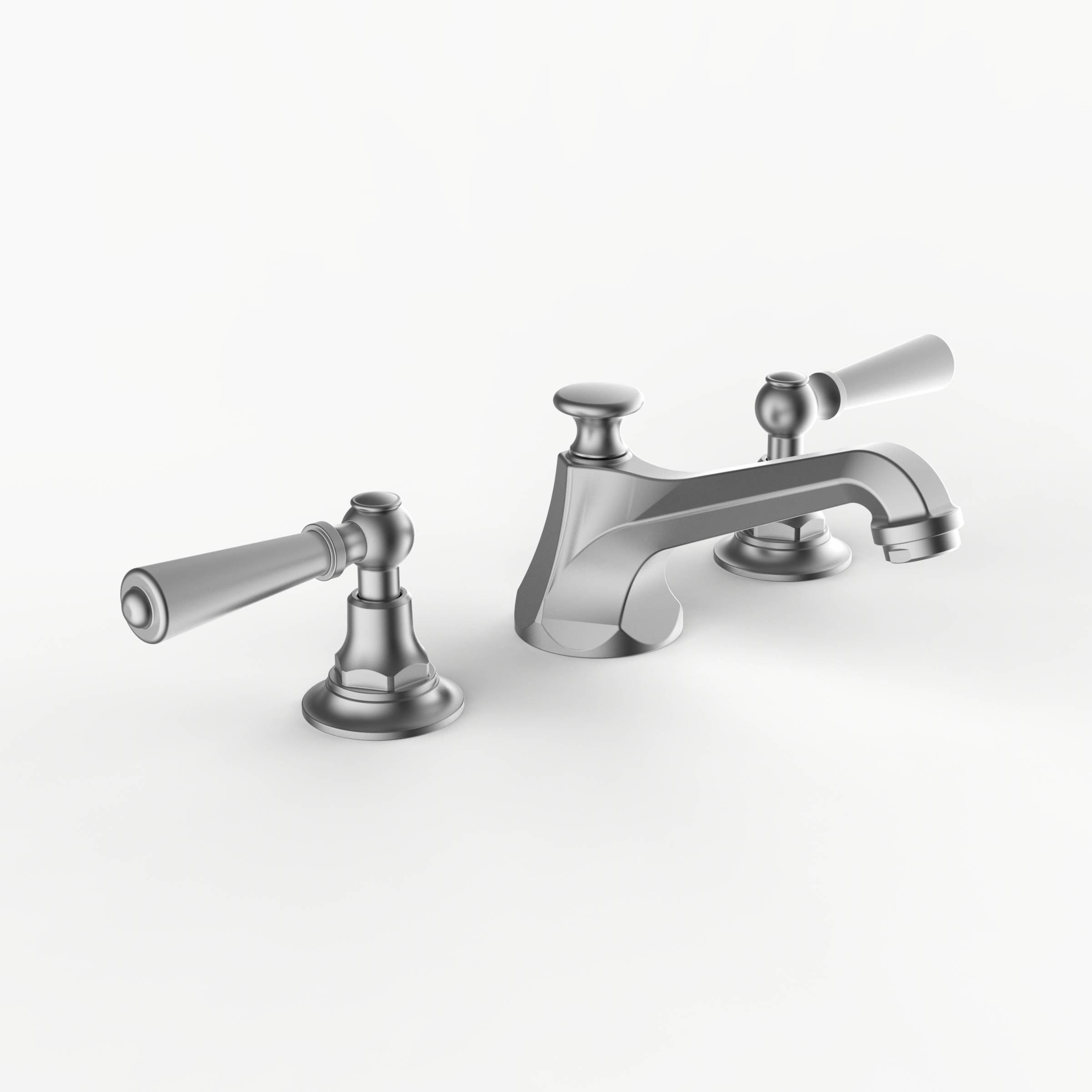 Davinci CAR-GRA-100-SN Carlyle Deck Mounted Three Hole Lavatory Faucet with Low Profile Traditional Spout with Lever Handles With Pop Up Drain in Satin Nickel 