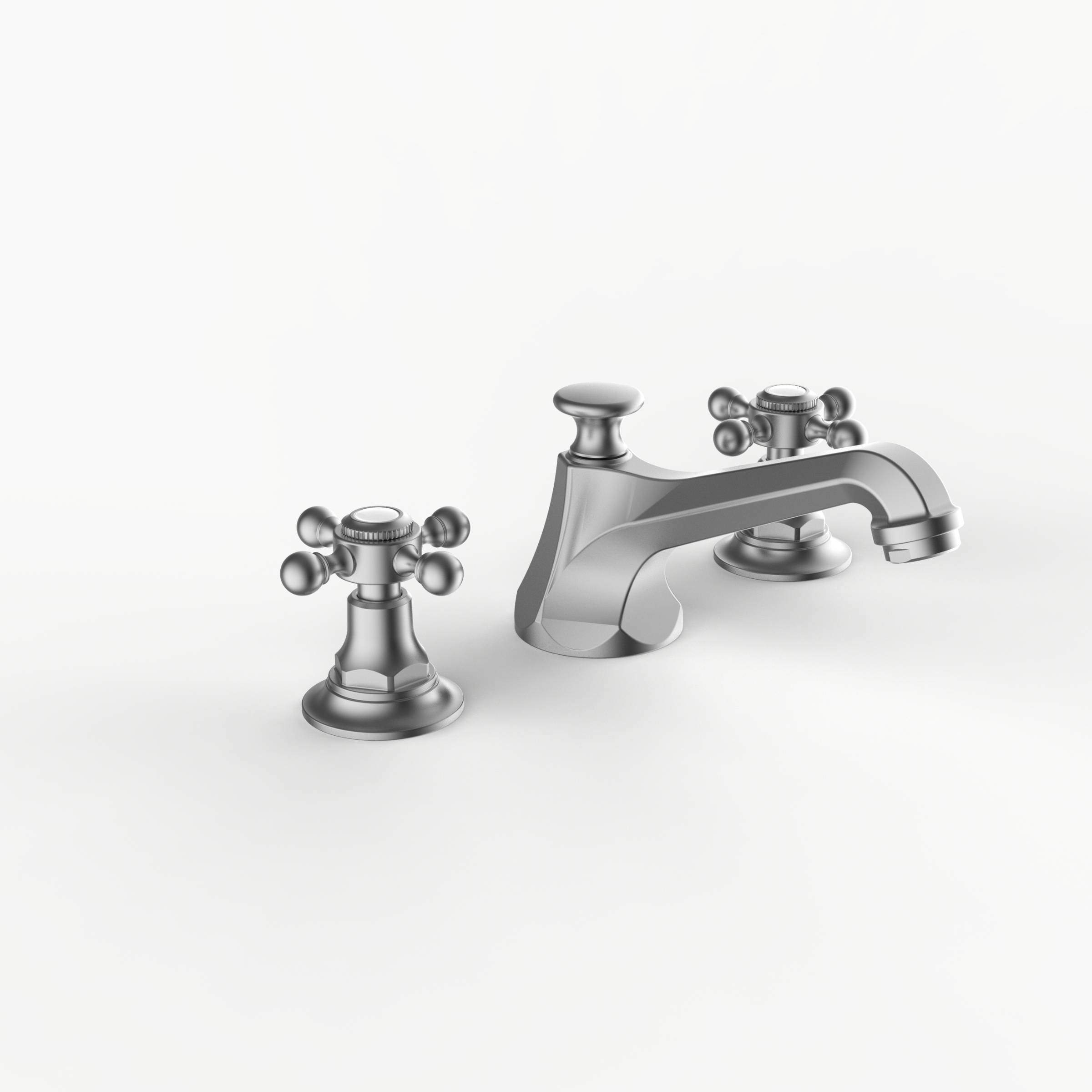 Davinci CAR-SUT-100-SN Carlyle Deck Mounted, Three Hole Lavatory Faucet with Low Profile Traditional Spout with Cross Handles with Pop Up Drain in Satin Nickel