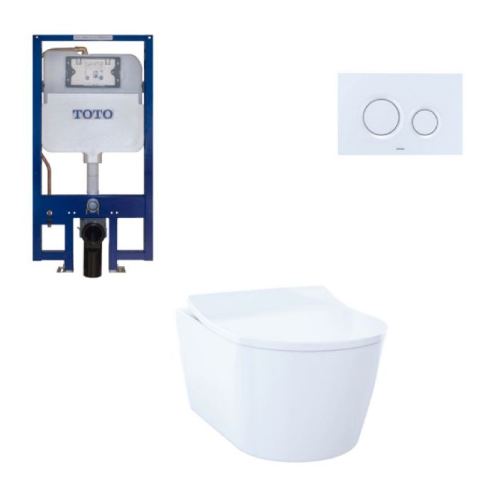 Toto CWT427227CMFG#WH RP Compact 0.9 or 1.6 GPF Wall Mounted Toilet and In-Wall Tank System in White