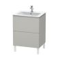 Duravit LC662500707 L-Cube 24"  L x 19" D Single Floor Standing Wood Vanity Cabinet Only with Two Pull-Out Compartments in Concrete Gray Matte (Vanity Top Sold Separately)