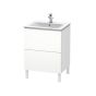 Duravit LC662501818 L-Cube 24" L x 19" D Single Floor Standing Lood Vanity Cabinet Only with Two Pull-Out Compartments in White Matte (Vanity Top Sold Separately)