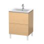 Duravit LC662503030 L-Cube 24" L x 19" D Single Floor Standing Wood Vanity Cabinet Only with Two Pull-Out Compartments in Natual Oak (Vanity Top Sold Separately)