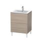 Duravit LC662503131 L-Cube 24" L x 19" D Single Floor Standing Lood Vanity Cabinet Only with Two Pull-Out Compartments in Pine Silver (Vanity Top Sold Separately)