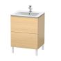 Duravit LC662507171 L-Cube 24"  L x 19" D Single Floor Standing Wood Vanity Cabinet Only with Two Pull-Out Compartments in Mediterranean Oak (Vanity Top Sold Separately)