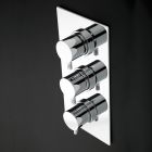 Lacava 0146-CR Minimal Built-in thermostatic valve with volume control valve, three-way diverter and rectangular backplate. Water flow rate: 8.9 gpm at 43.5 psi in Polished Chrome