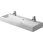 Duravit 0454120024 Vero 47-1/4" L X 18-1/2" W X 6-7/8" H Rectangular Wall Mounted Bathroom Sink with Overflow and Two Faucet Holes in White