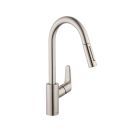 Hansgrohe 04920800 Focus HighArc Kitchen Faucet, 2-Spray Pull-Down, 1.5 GPM in Steel Optic
