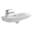 Duravit 07065000092 D-Code 19-5/8" L X 8-5/8" W X 5-3/8" H Wall Mounted Semi Circular Bathroom Sink with Overflow and Single Faucet Hole Left Side in White