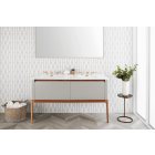 60" Luxury Vanity Wetstyle Bauhaus 60" X 22" Semi Recessed Double Sink Vanity Counter Top VBHXS60-O8-BN-GA, 3 Faucet Holes Per Sink (Vanity Base Sold Separately)