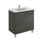 Emory and Bond 122VB61032GR Sano Series Floor-mount Vanity Base 32" x 18" 2 Doors in High Gloss Anthracite