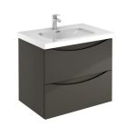 Emory and Bond 123VB89928GR Lupa Series Wall-mount Vanity Base 28" x 18" 2 Drawers in High Gloss Lacquered Anthracite