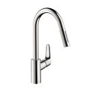 Hansgrohe 04505000 Focus 1.75 GPM HighArc Single-Handle Pull-Down Kitchen Faucet with 2-Spray in Polished Chrome