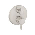 Hansgrohe 04231820 Ecostat Thermostatic Trim S with Volume Control and Diverter in Brushed Nickel (Rough Sold Separately)