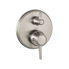 Hansgrohe 15753821 Ecostat Classic Thermostatic Trim with Volume Control and Diverter, Round in Brushed Nickel (Rough Sold Separately)