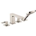 Hansgrohe 74555821 Metropol 4-Hole Roman Tub Set Trim with Loop Handles and 1.75 GPM Handshower in Brushed Nickel (Rough Sold Separately)