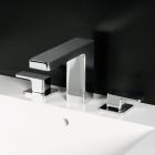 Lacava 1803L-CR Eleganza Deck mount three hole facuet with a square neck spout, two handles, and a pop up, drain included with lever handle SPOUT: 6", H: 5 1/8" in Polished Chrome