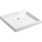 Kohler 2314-8-47 Purist Wading Pool fireclay bathroom sink with 8" widespread faucet holes in almond